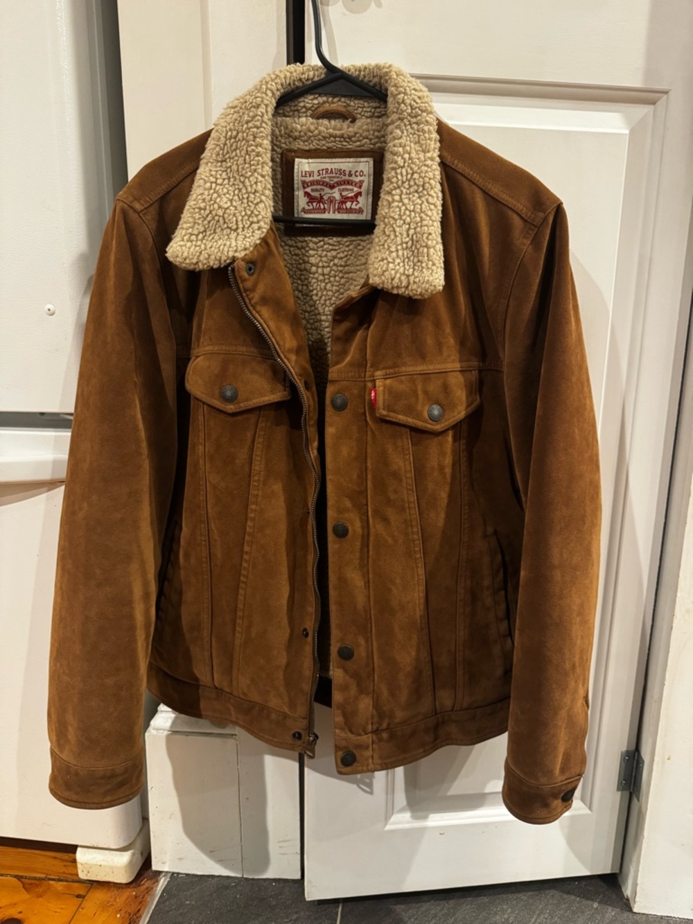 Levi's Brown Suede Sherpa-Lined Trucker Jacket